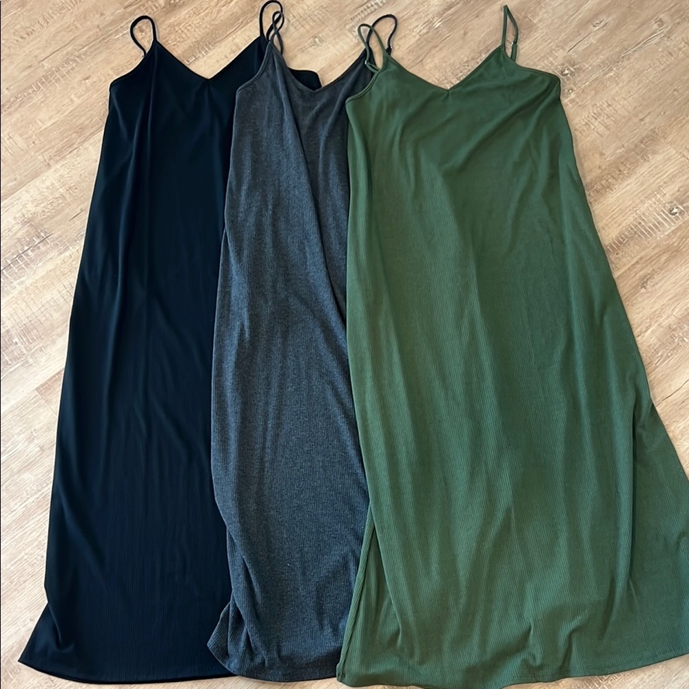 Bundle of 3-Women's Maxi Dress - Black, Gray, and Green